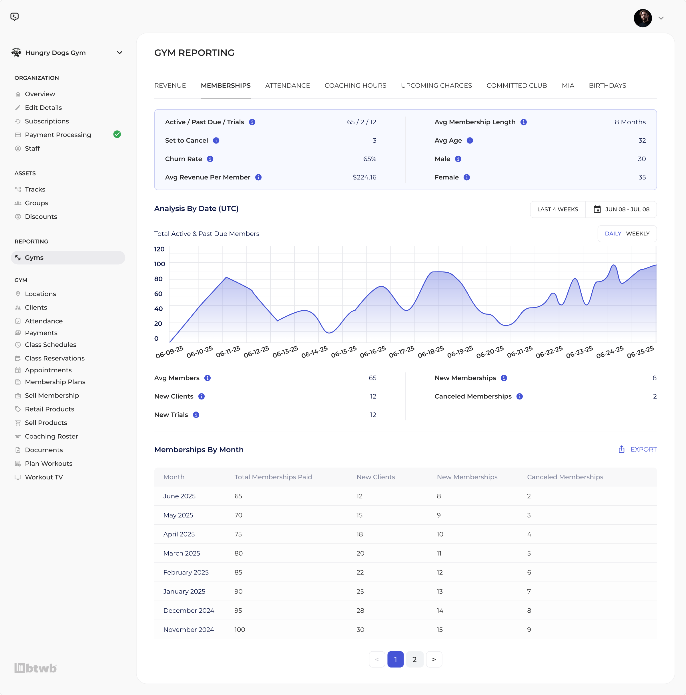 Memberships Analytics Dashboard