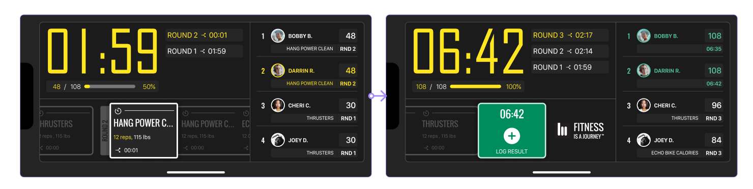 Tempus live workout experience — real-time timing and tracking