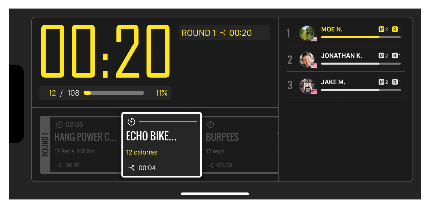 Live virtual workout view — training with friends in real time