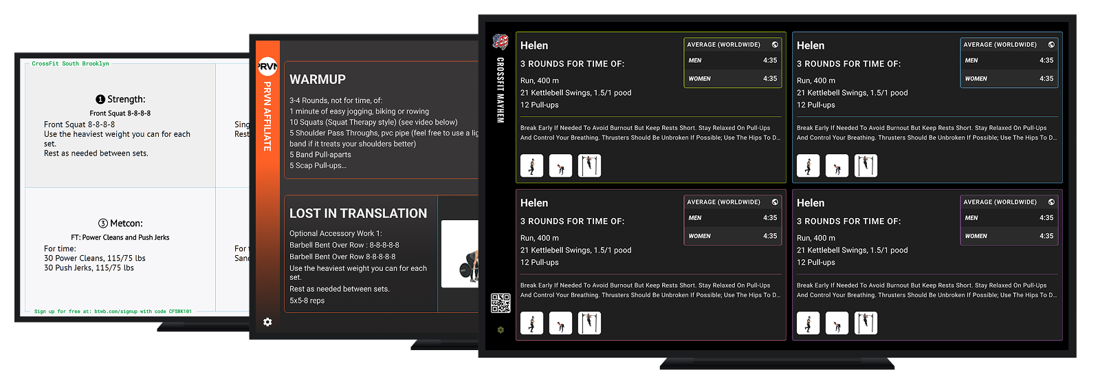 Old WODscreen design compared to new Workout TV multi-mode interface