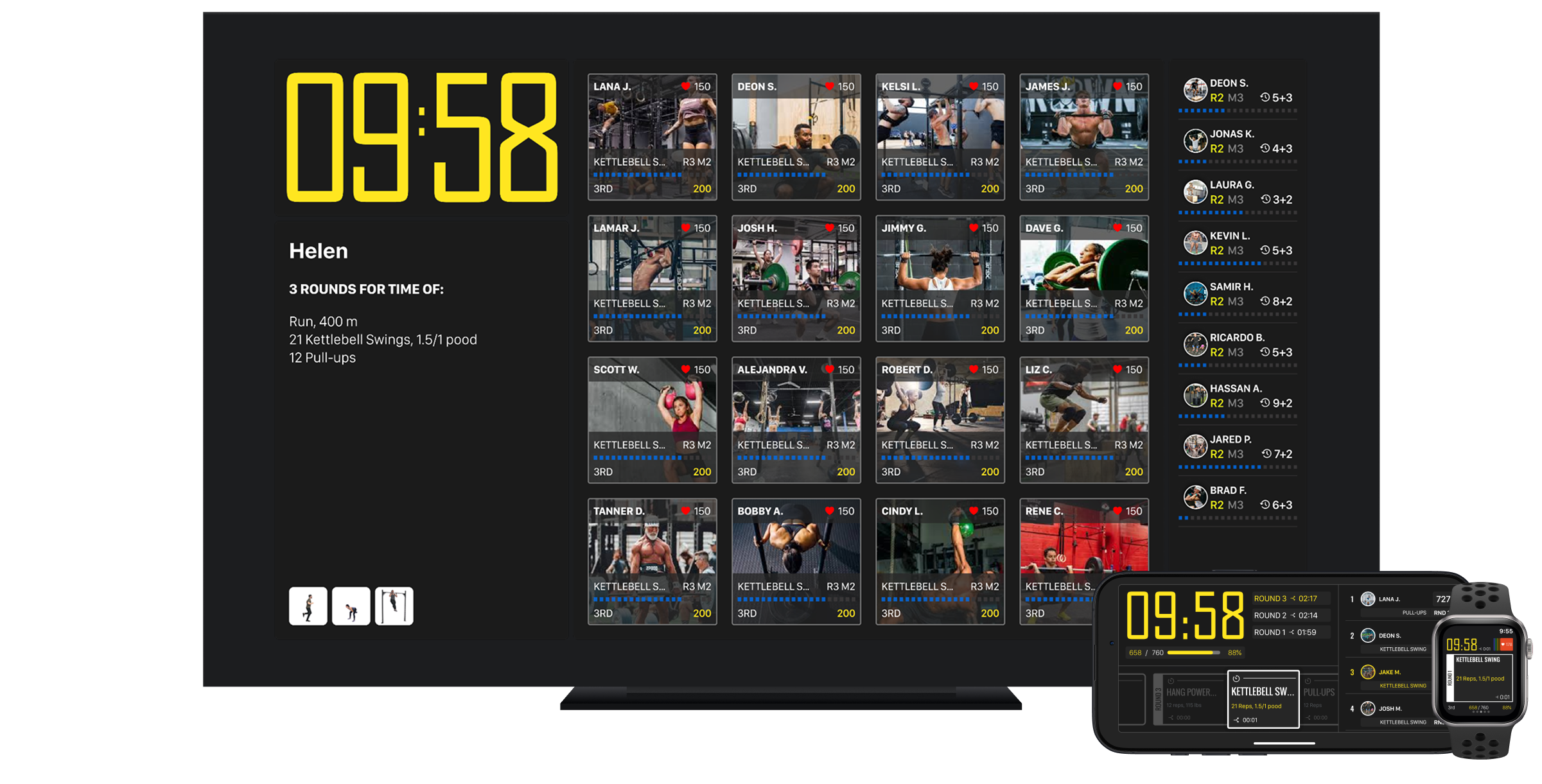 Tempus real-time view displayed on Workout TV
